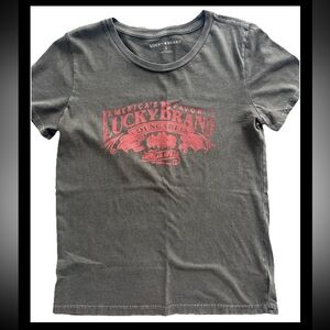 Lucky Brand S Tank Gray Logo Top Casual S Washed Out Look S